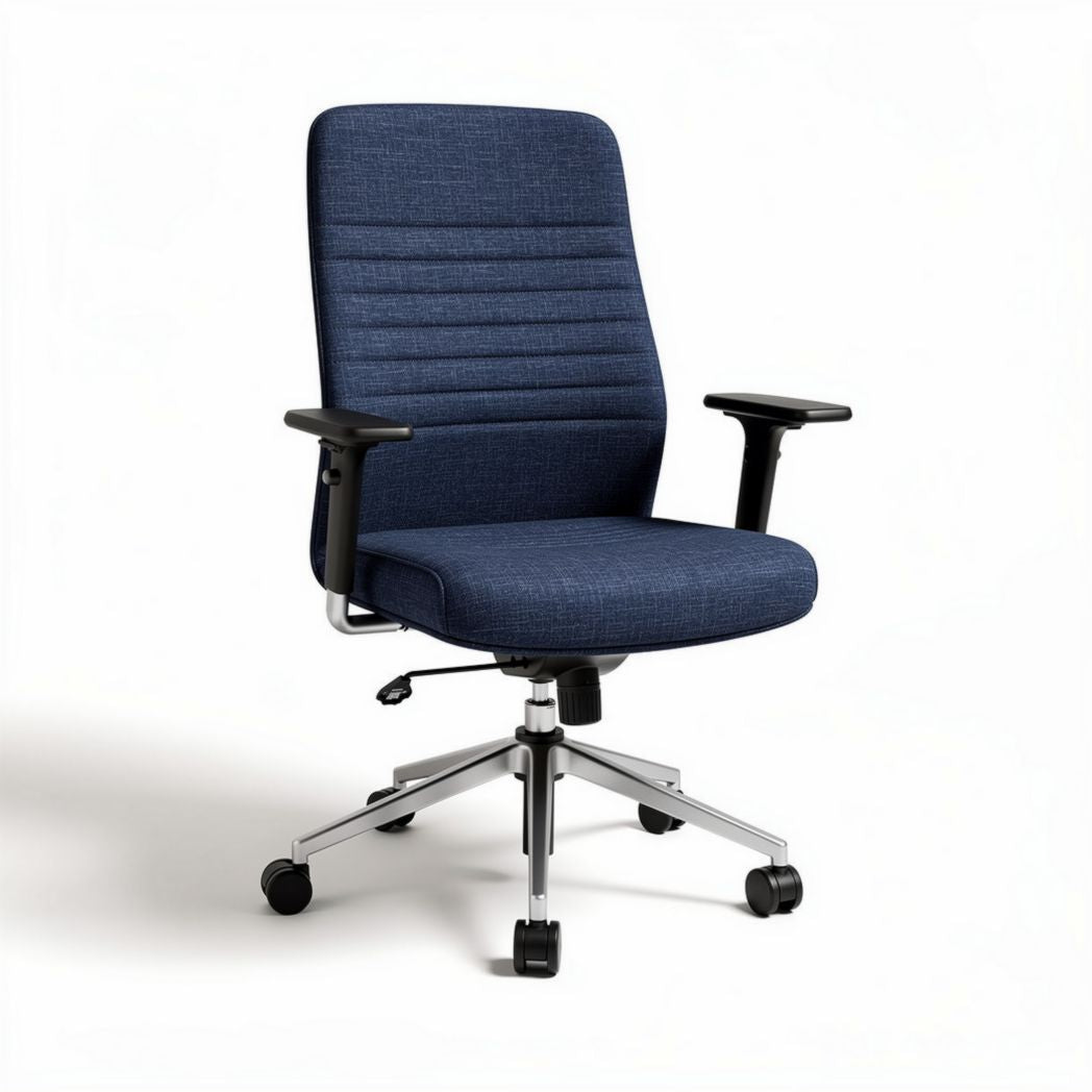 Chaise de bureau réglable en tissu - Pour un usage professionnel ou domestique - Structure en métal et tissu - 45 x 60 x 100