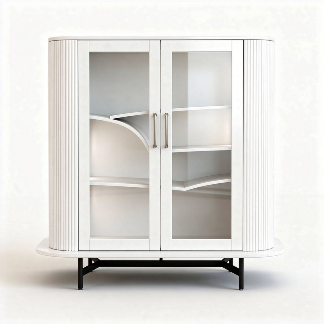 Vitrine de rangement pour salon en verre et bois - 80 x 40 x 100