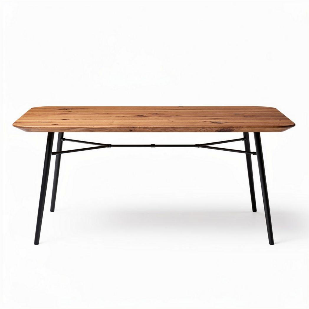 Table à manger en bois avec pieds en métal - 150 x 75 x 75